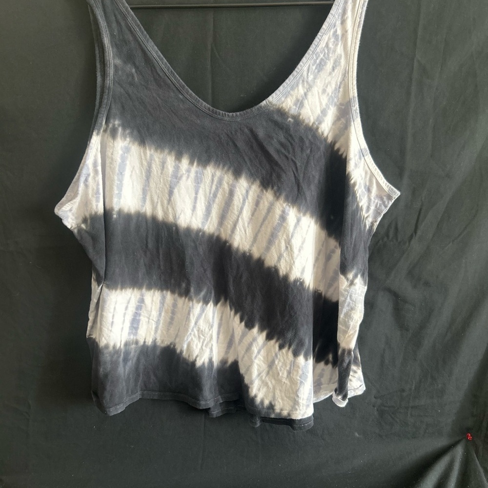 Terra & Sky Black and White Asymmetrical Crop Tank Top